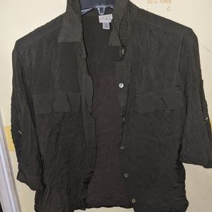 Olive green button down top